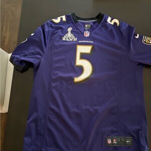 Official Nike Purple Ravens Jersey with Number 5, Super Bowl Patch